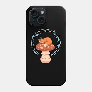 Tiny fox sleeping on a mushroom Phone Case