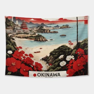 Okinawa Japan Travel Vintage Tourism Poster Tapestry