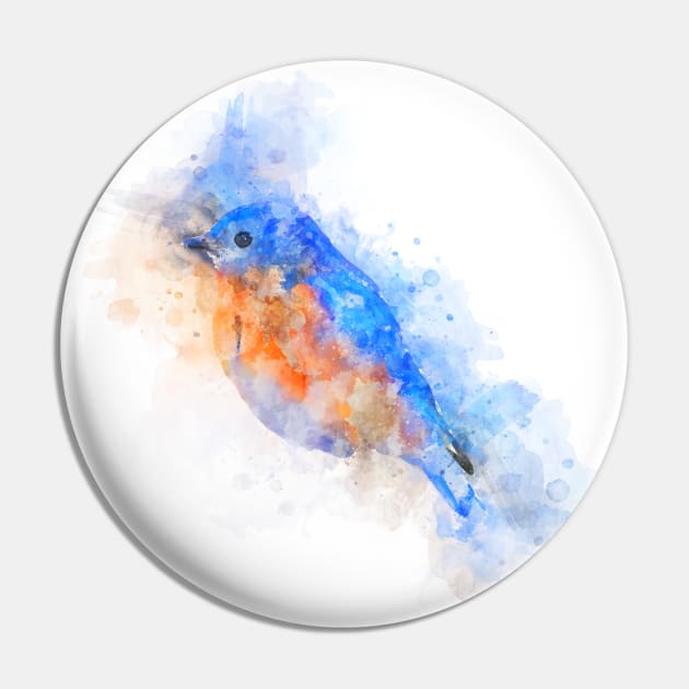 Blue bird watercolor Pin by Theurgy