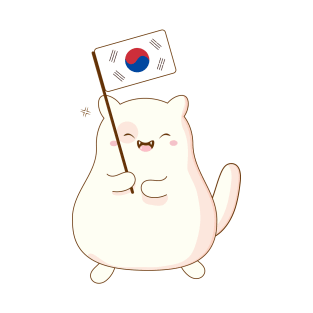 cute asian kitty holding the korean flag T-Shirt