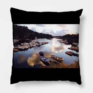 Scandinavian boats landscape Pillow