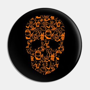 Skull Halloween Silhouette Icon Costume Pin