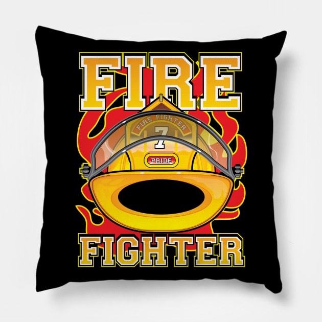 Fire Fighter Yellow Helmet Pillow by eShirtLabs