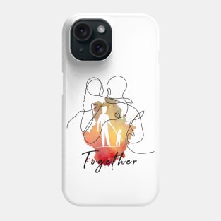 father's day - walk together in the sun line draw black Phone Case