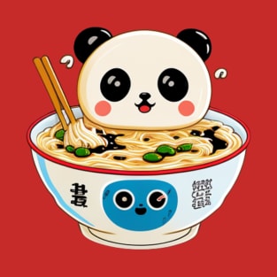 kawaii cute panda eating ramen T-Shirt