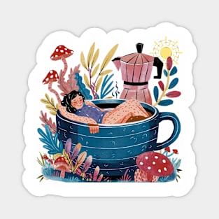 Coffee Break - Relaxing in a Large Cup Magnet