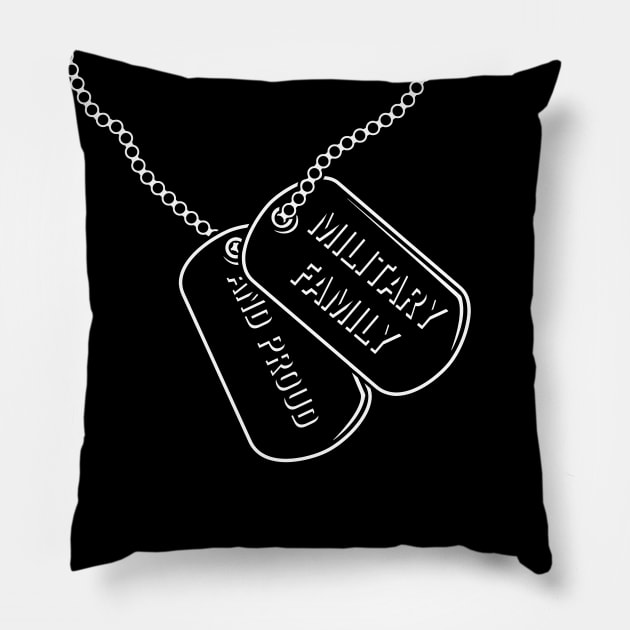 Military Family and Proud Dog Tags Illustration Pillow by hobrath