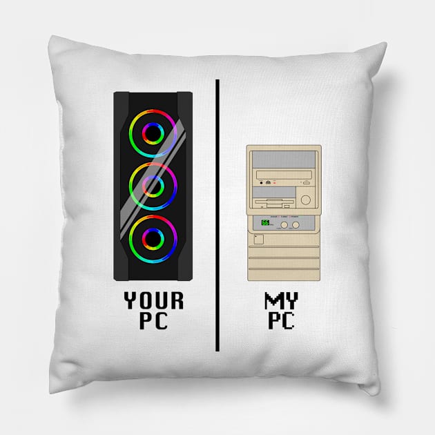 Your PC, My PC - black text Pillow by CCDesign