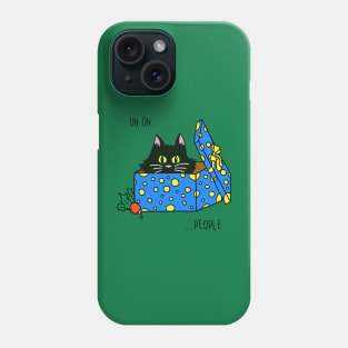 Scared Cat Hiding in a Present Box Phone Case