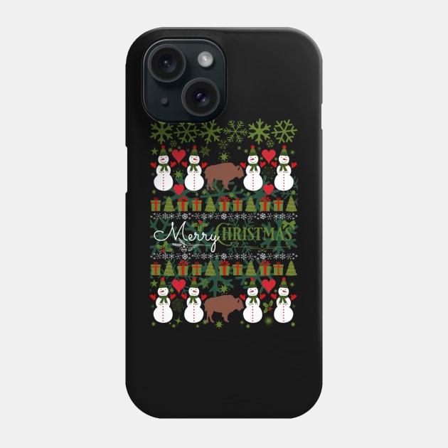 Bison Ugly Christmas Sweater Santa Bison Christmas Gift Phone Case by HBart