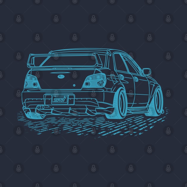 Subie Impreza WRX Bugeye Lineart Blueprint by Guyvit