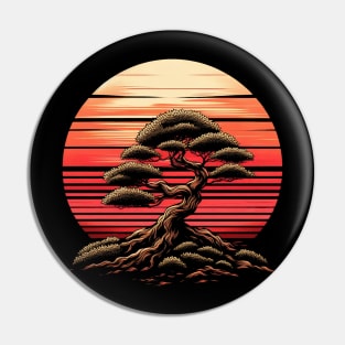 Bonsai Tree with Sunset Pin