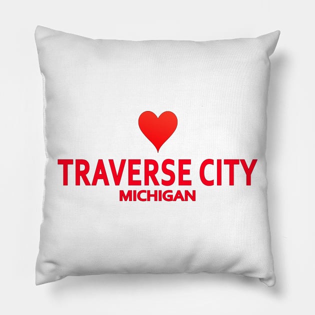 Traverse City Michigan Pillow by SeattleDesignCompany