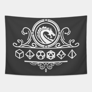 White Dragon Dice Crest Tapestry