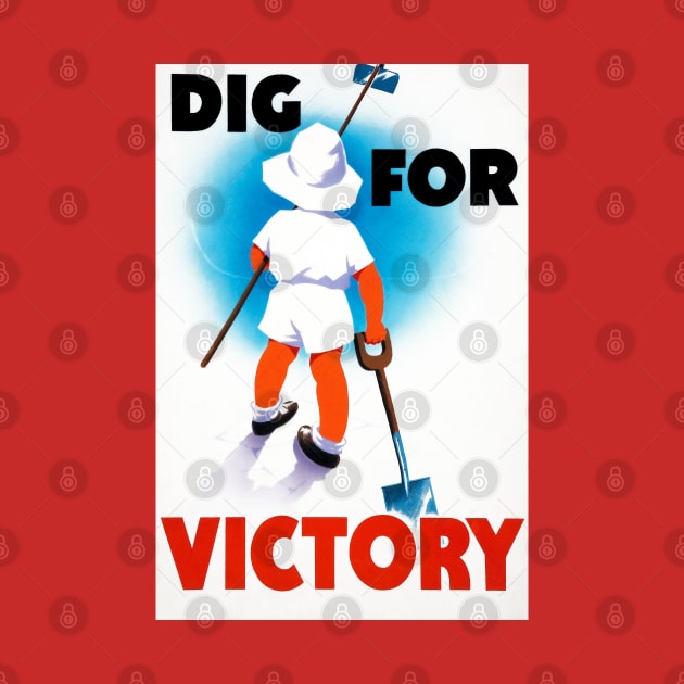 Dig For Victory Propaganda Print With Child and Shovels by vintageposterco