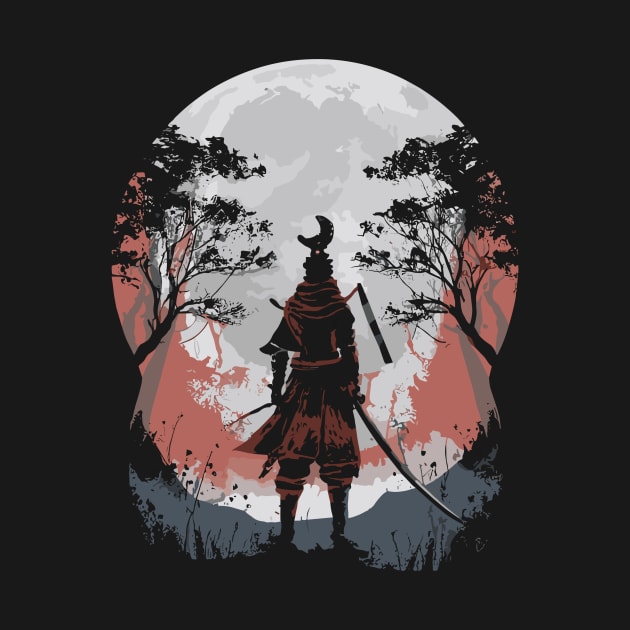 Moonlit Samurai: Echoes of Ancient Warriors” by DAVINCIOO