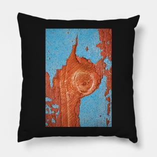 Abstract Blue and Red Painted Wood Pillow