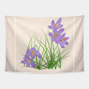 Crocus on Palest Orange Tapestry