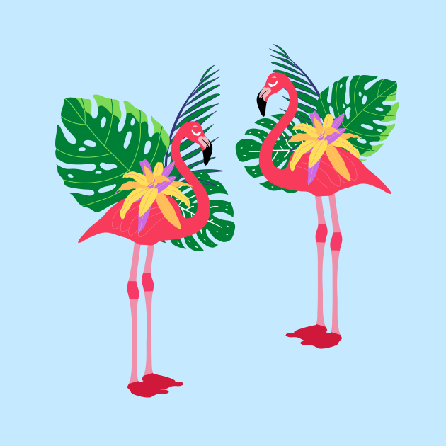Flamingos In Love - Aesthetic Flamingo Design by Moshi Moshi Designs