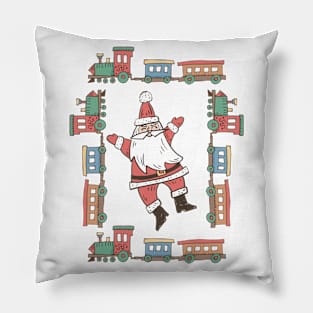 Retro Train Santa Pillow