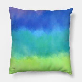 Cool Color Watercolor Stripes Pillow