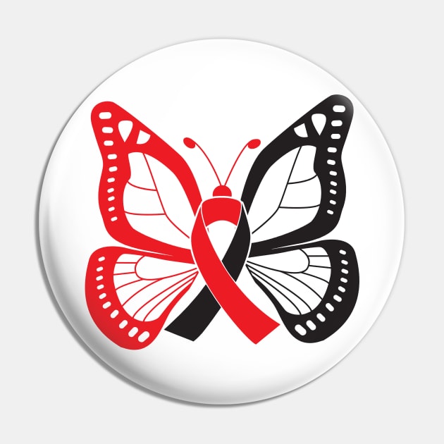 Red and Black Butterfly Awareness Ribbon Pin by FanaticTee