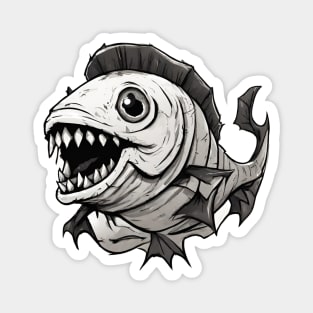 piranha joe Halloween black and white fan art Magnet