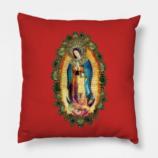 Our Lady of Guadalupe Mexican Virgin Mary Mexico Angels Tilma Aztec Queen of Heaven Pillow