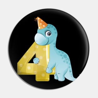 4th Birthday Cute Little Dinosaur Pin