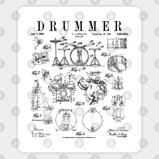 Drum Set Kit Vintage Patent Drummer Drawing Print Black Drummer Magnet Teepublic Vintage drum sets & kits └ drums └ vintage percussion └ vintage musical instruments └ musical instruments all categories antiques art baby books, comics & magazines business, office & industrial cameras & photography cars, motorcycles & vehicles clothes, shoes & accessories coins. teepublic
