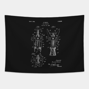 Cork Screw Patent - Wine Art - Black Chalkboard Tapestry