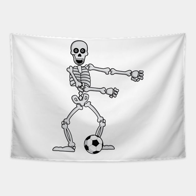 'Skeleton Flossing with Soccer Ball' Costume Halloween Tapestry by ourwackyhome