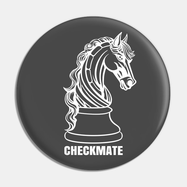 Checkmate - Horse Chess Piece (white) Pin by ronr3d