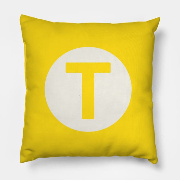 letter t yellow Pillow by persa