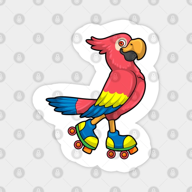 Parrot as Skater with Roller skates Magnet by Markus Schnabel