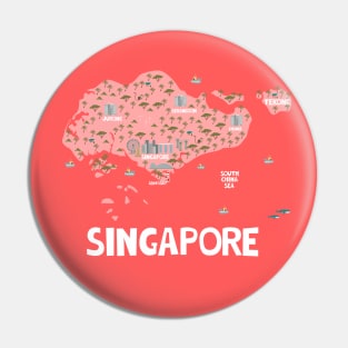 Singapore Illustrated Map Pin