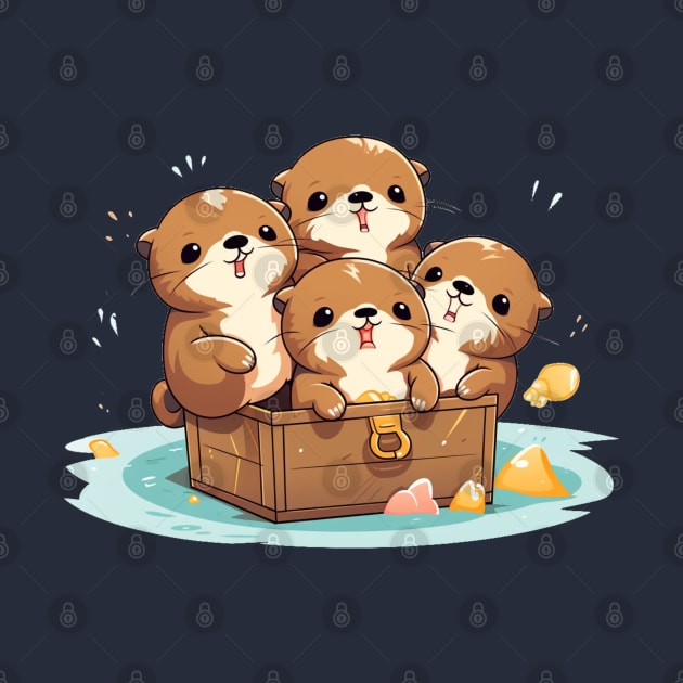 Kawaii Otters in a box by MilkyBerry