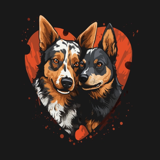 Australian Cattle Dog Couple Valentine by JH Mart