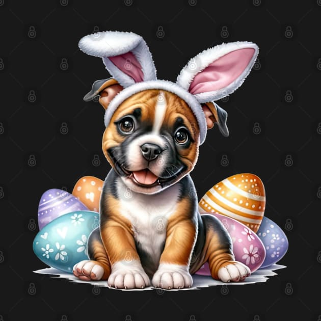 Puppy Pitbull Bunny Ears Easter Eggs Happy Easter Day by TATTOO project