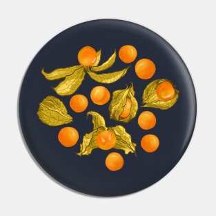 Physalis - Golden berries on light yellow Pin