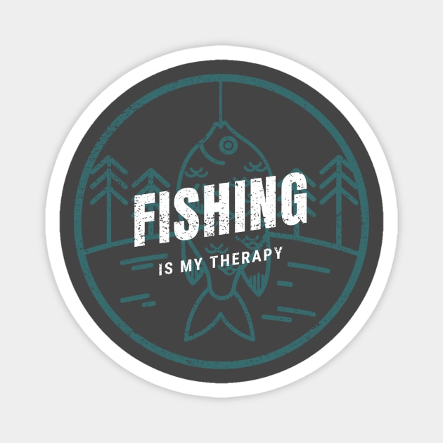 Fishing is my therapy 8 Magnet by Cectees