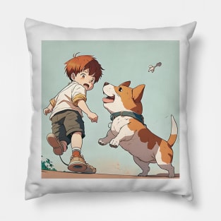 Capture the Joy of Childhood - Adorable Digital Download of a Funny Puppy Playing with a Kid Pillow