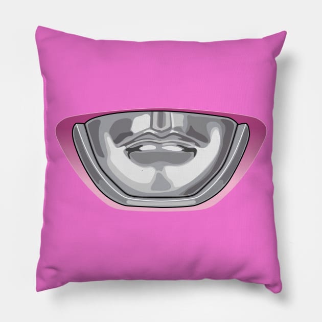 Pink Ranger Helmet Face Mask Pillow by vo_maria