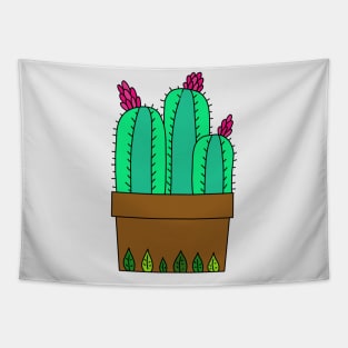 Cute Cactus Design #13: Flowering Cactuses In Leafy Pot Tapestry