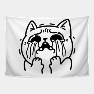 Crying Cat Meme Tapestry