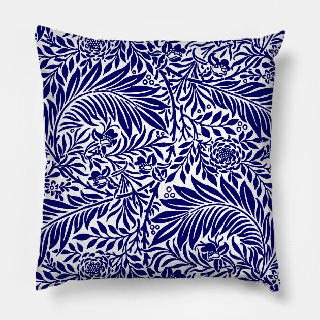 Modern Floral Pattern Blue and White Pillow by koovox