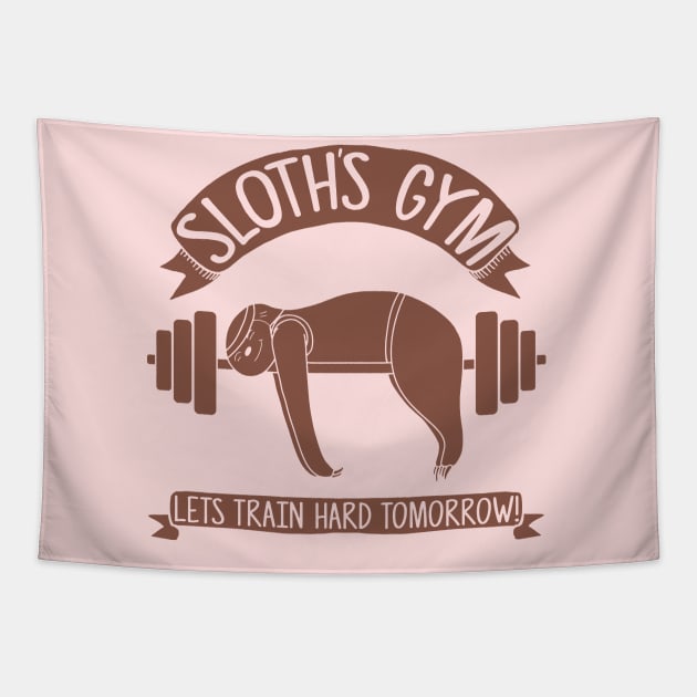 Sloths love Gym Tapestry by crackdesign