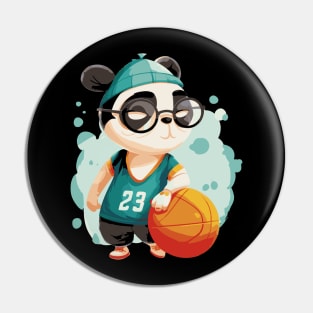 Panda bear basketball player t-shirt design Pin