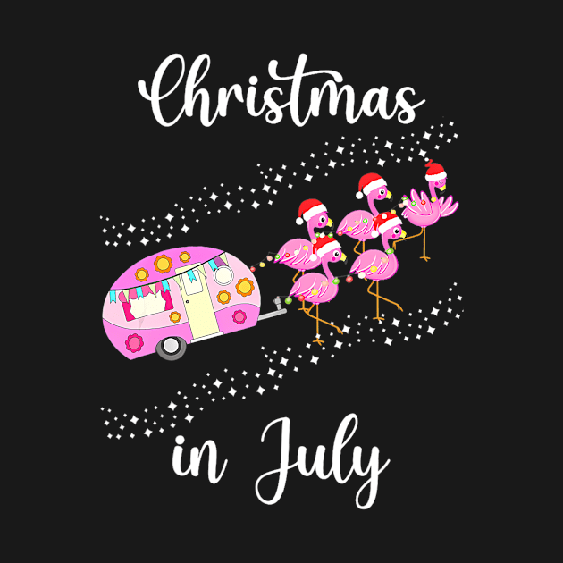 Funny Flamingo Pink Camping Car Christmas in July by mccloysitarh