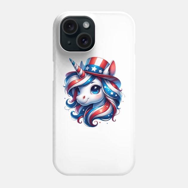 AmeriCorn Cute Unicorn Red White Blue Phone Case by Long-N-Short-Shop